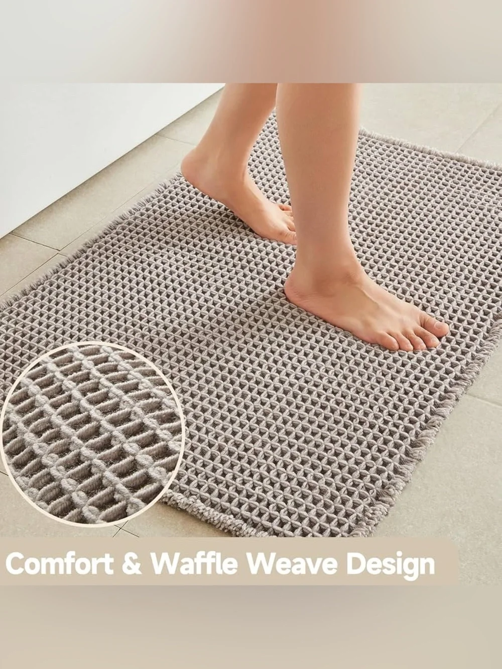 Bululom Waffle Weave Bathroom Mat - Gray